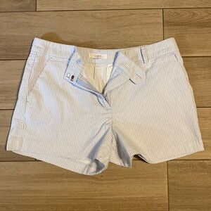 Loft Blue and White Pinstriped Shorts